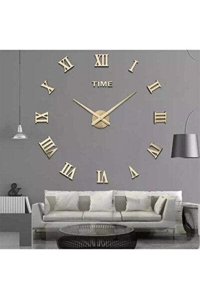 OEM Ρολόι τοίχου 3D, χρυσό, 100 εκ., XXL, μοντέρνος σχεδιασμός