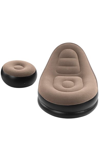 OEM Φουσκωτή πολυθρόνα με υποπόδιο, βελούδινη επένδυση