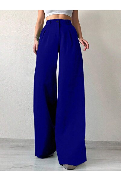 DUUE FASHİON Γυναικείο υφασμάτινο παντελόνι Palazzo με φαρδιά μπατζάκια