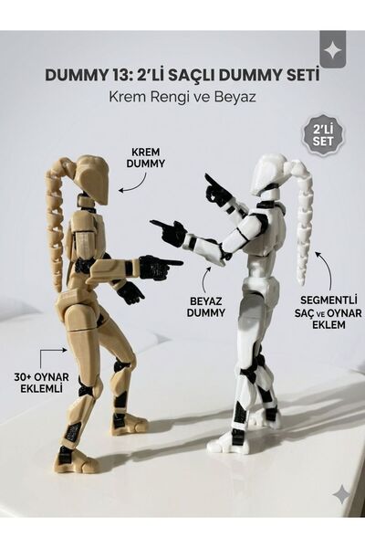 MD Design Dummy 13 Hareketli Figür Seti - Saçlı Özel Versiyon 2'li Paket - 3D...