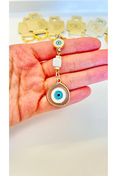 Cassime Μπρελόκ με χάντρες Beige Eye Bodrum και διακοσμητικό μάτι