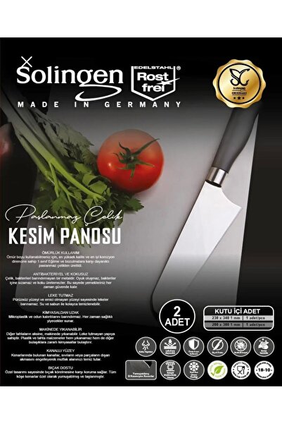 SOLİNGENSTORE Solingen 2' li Paslanmaz Çelik Kesim Panosu , Levhası - Çelik Kesme Tahtası