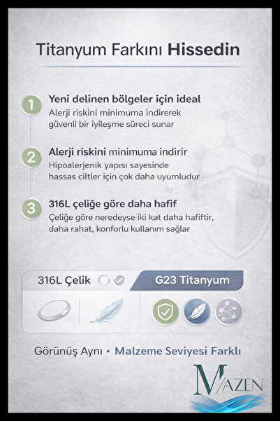 MAZEN Gold Titanyum Tam Halka Clicker Piercing | Beden Seçenekli | G23 Premium Seri