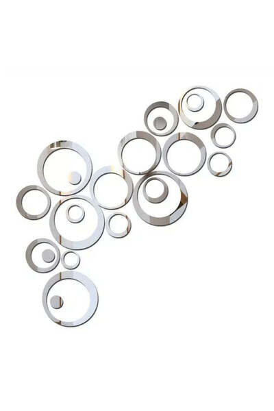 OEM Σετ 24 διακοσμητικών αυτοκόλλητων καθρέφτη, , Ακρυλικό, 2,5-14 cm, Ασημί