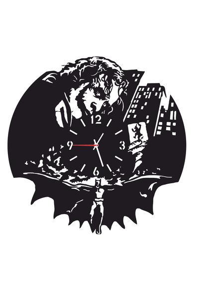 Eom Joker & Batman Decorative Wall Clock - Black MDF, Diameter 35 cm, Silent ...