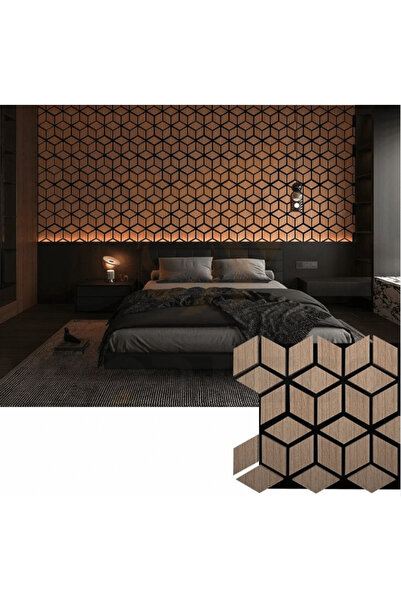 OEM 3D Ηχοαπορροφητικό Διακοσμητικό Πάνελ Τοίχου με Υφή Ξύλου, 61εκ x 70εκ