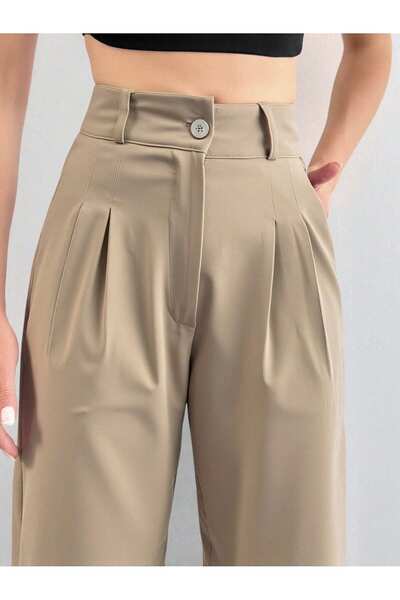 DUUE FASHİON Γυναικείο υφασμάτινο παντελόνι Palazzo με φαρδιά μπατζάκια