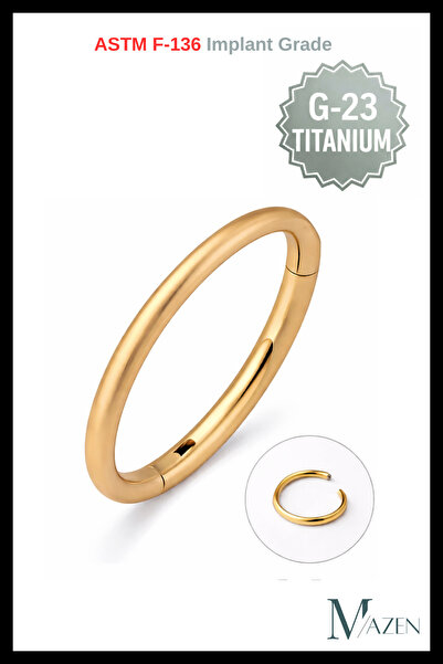 MAZEN Gold Titanyum Tam Halka Clicker Piercing | Beden Seçenekli | G23 Premiu...
