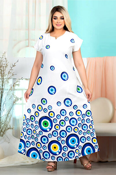 AsrymShop Abaya Made of Very Light Cotton Viscose with White Sleeves.