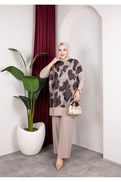 MODAMÜNASİP Our Wonderful Tunic Patterned Sandy Pants Set