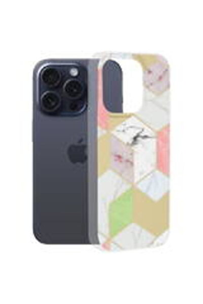 Techsuit Θήκη για iPhone 15 Pro - Σειρά Marble - Μωβ Εξάγωνο