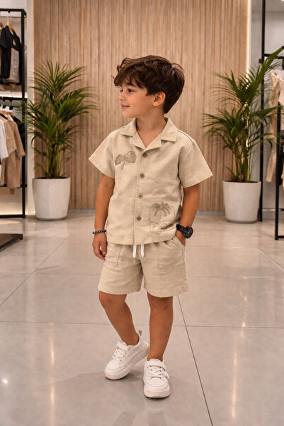 Yalçınoğlu Kids Καλοκαιρινό Σετ Πουκάμισο και Σορτς για Αγόρια, Καλοκαιρινό Σ...
