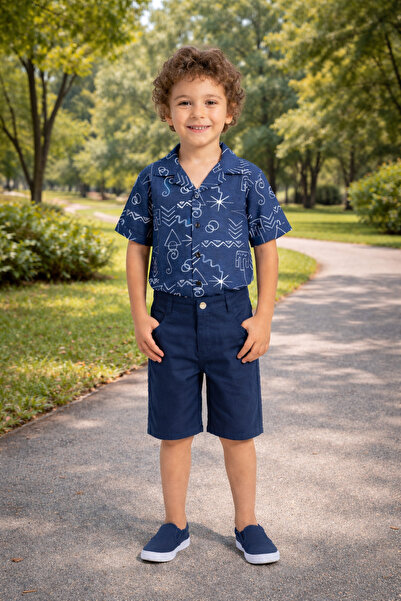 Yalçınoğlu Kids Καλοκαιρινό σετ για αγόρια με λινό πουκάμισο και σορτς, για 5...