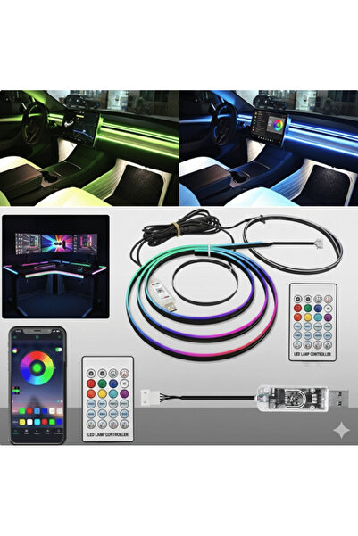 OEM Κιτ ταινιών LED RGB εσωτερικού αυτοκινήτου 110cm και 25cm USB με τηλεχειρ...