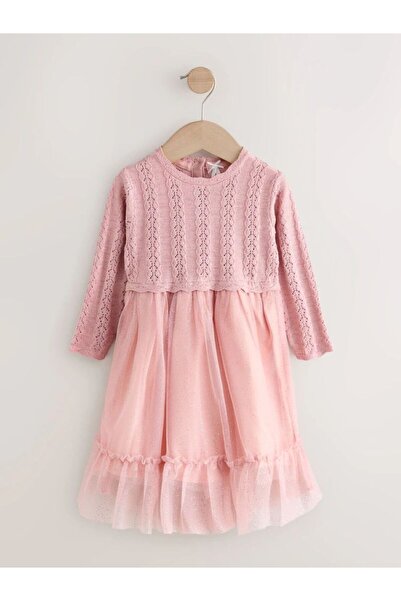 Next Baby Cotton Pink Knit Premium Dress