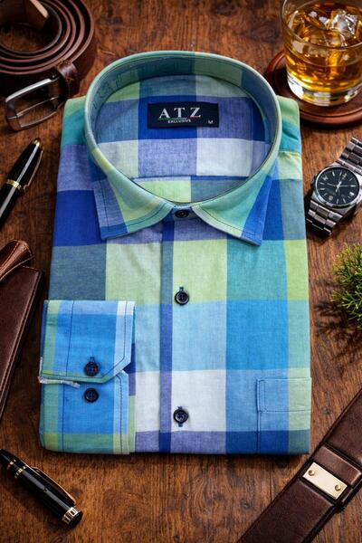 aleksandritbutik ALEKSANDRİT BUTİK NEW SEASON YEŞİL VE MAVİ ERKEK GÖMLEK