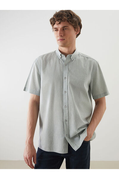 LC Waikiki Nevavm Regular Fit Short Sleeve Linen Blend Men's Shirt with Diffe...