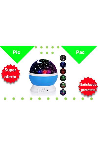 OEM Lampa de Veghe cu Proiectie Stele si Luna - Proiector LED 360° cu Rotatie...
