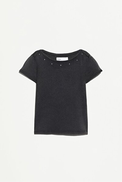 LEFTIES Soluk efektli zımbalı t-shirt