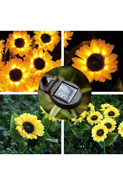 OEM Σετ 2 Ηλιακών Φωτιστικών Κήπου LED Ηλιοτρόπια - Ύψος 70 εκ., Αυτόματος Φω...