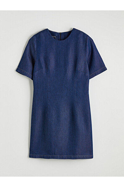 LC Waikiki Vizyon New Season Crew Neck Peplum Mini Jean Dress
