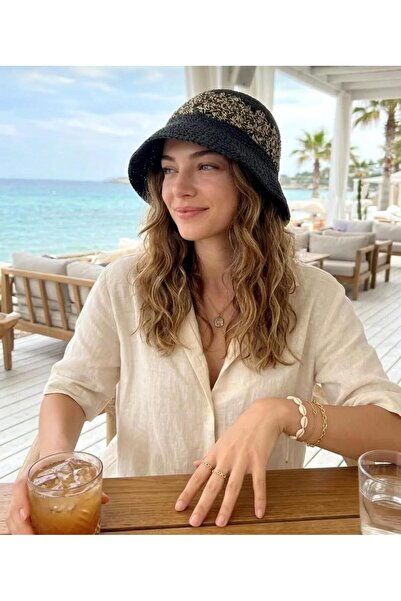 kuru Πολύχρωμο Πλεκτό Καπέλο Bucket |   Ψάθινο σχοινί |   Καλοκαιρινό καπέλο ...