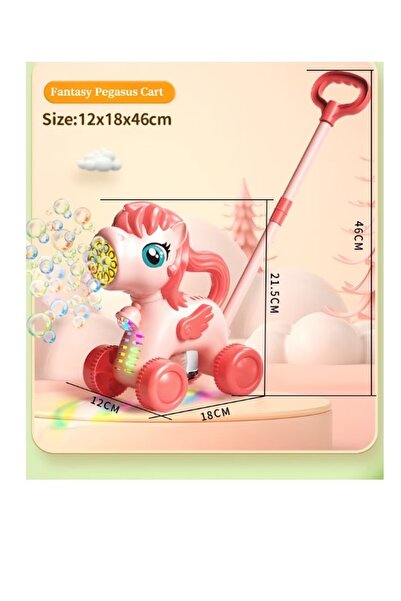 OEM Καρότσι Φυσαλίδων για Παιδιά, Σχέδιο Ελαφιού με Φώτα, Ροζ, Ρυθμιζόμενο Ύψ...