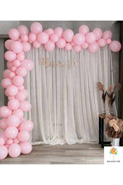 baloss fer Makaron Pembe Balon Seti 10’lu Mat Dayanıklı Şık Parti Doğum Günü ...
