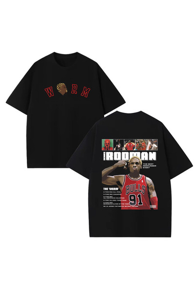 STİL-X Tricou oversize unisex cu imprimeu Dennis Rodman, 100% bumbac