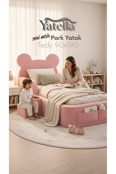 yatella Luxury Tedyy Baza ve Başlıklı Montessori Full Sünger Yatak Seti 90 x ...