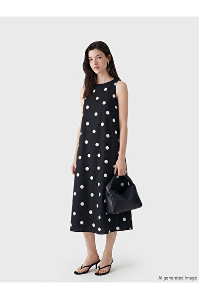 LC Waikiki NEVAVM με διαφορά LCWAIKIKI Μαύρο φόρεμα ποπλίνας με πουά για εγκύ...