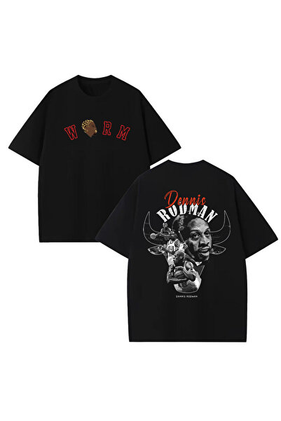 STİL-X Tricou oversize unisex cu imprimeu Dennis Rodman, 100% bumbac