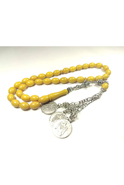 İskeçe Tesbih Silver Plated Tasseled Colorful Amber Pendant