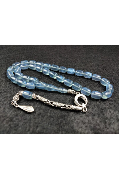 İskeçe Tesbih Γερμανικό Ασημί Αντιθετικό Χρώμα Συνθετικό Οπάλιο με Φούντες