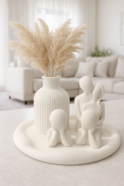 rufhomedesign Dekoratif Tabakta 5’li Set Pinterest Tarzı Çizgili Vazo Sarılan...