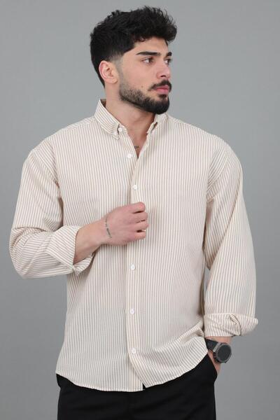 Stilkombin Thin Striped Oversize Summer Long Sleeve Shirt Mrs 218_40415