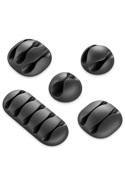 deleyCON Set 5 cleme organizatoare cabluri cu adeziv negre MK5543