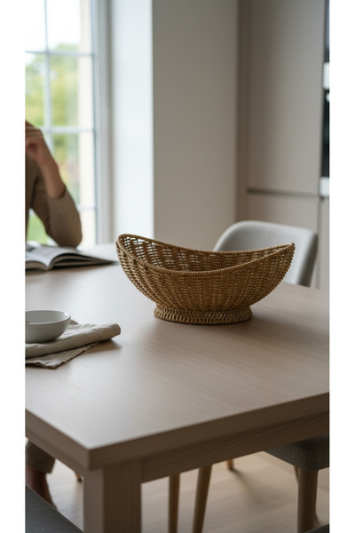 DükkanDa Hand Knitted Rattan Design Gondola Fruit Basket Large Basket Multi-P...