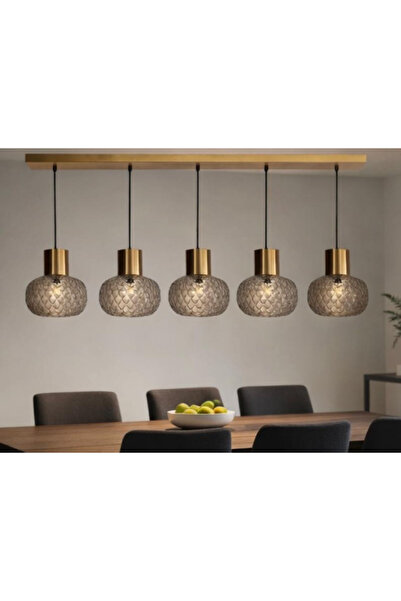 ecodesignline Liora Vintage Cam Sarkıt Avize Gold Eskitme Gövde Füme Desenli ...