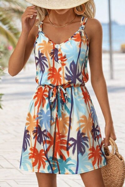 JANES Γυναικείο κοντό φόρεμα από σουπερτζιν με λουράκια, λαιμόκοψη V και λεπτ...