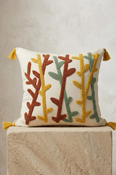 Valmia Home Κάλυμμα μαξιλαριού από βαμβακερό υφαντό ύφασμα με πολύχρωμο σχέδι...