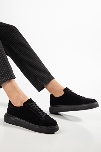 FAYMAZ Ανδρικά παπούτσια από μαύρο σουέντ βέγκαν δέρμα με μαύρη σόλα, casual ...