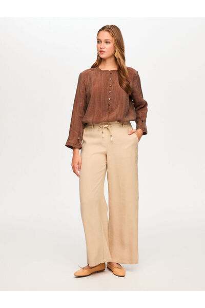 Faik Sönmez Wide Leg Fit Modallı Beli Lastikli Pantolon S26PNT029
