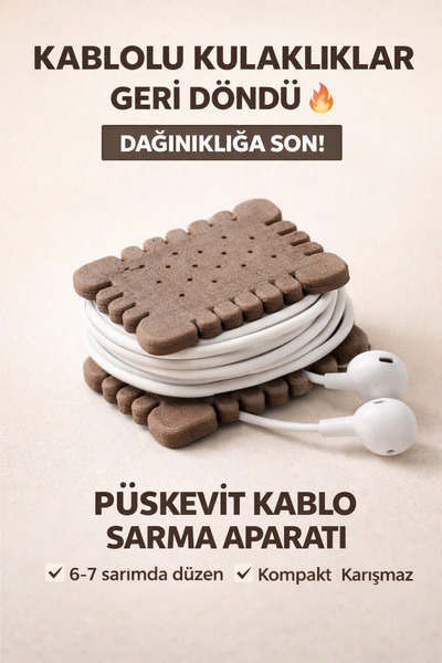 loftico Püskevit Şeklinde Kablolu Kulaklık Sarma Aparatı 🍪