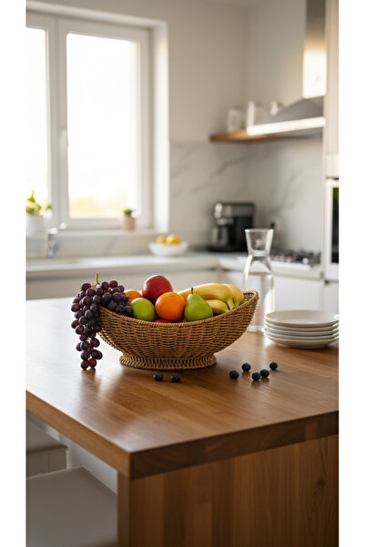 zezedesing Χειροποίητο πλεκτό καλάθι φρούτων από ρατάν, μεγάλο καλάθι πολλαπλ...