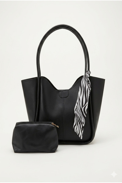 vattara Γυναικεία τσάντα ώμου με λεπτομέρεια σάλι, σετ 2 τεμαχίων, καθημερινή...