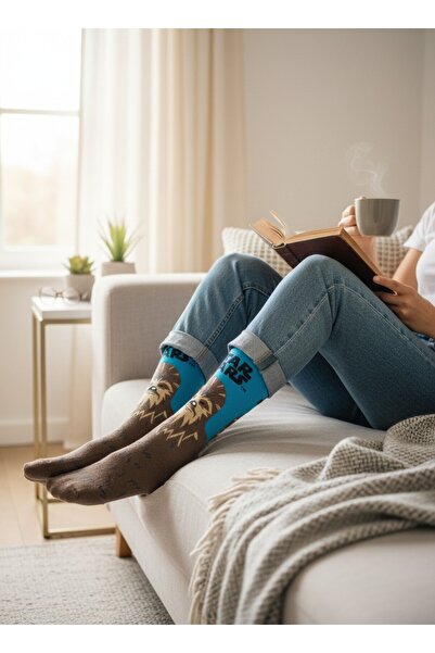 Dark Velvet Unisex Socks with Blue and Brown Character Figures