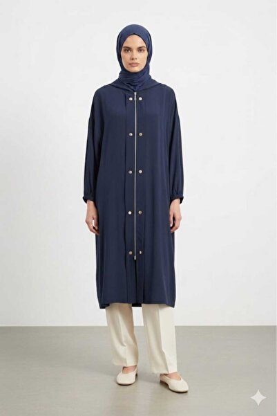 Puane Дамска дълга жилетка с качулка и закопчаване с тик-так копчета отпред 1...