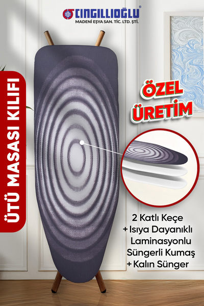 Fiesta CB-444 Girdap Motif KALIN KEÇELİ+SÜNGERLİ Isıya Dayanıklı Ütü Masası K...