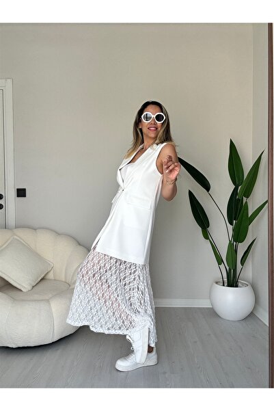 Rozella Butik Vest Dress Set with Lace Skirt